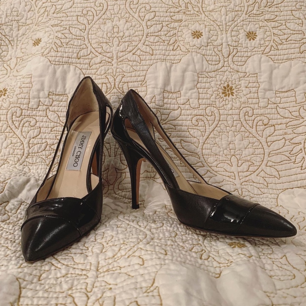 Jimmy Choo Black Patent Leather Heels (Size 6.5)